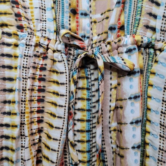 Taupe Rayon Challis Ethnic Back Keyhole Pocketed Romper - Picture 5 of 6